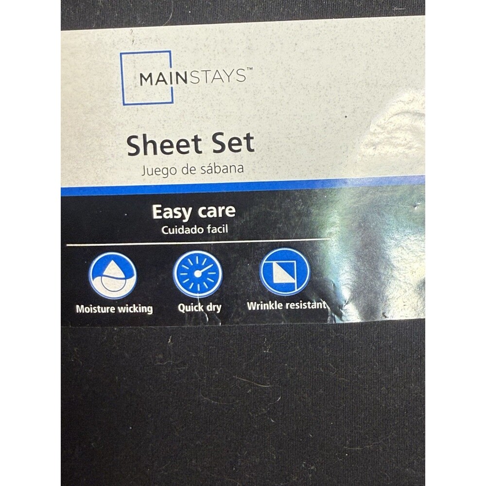 Mainstays 300 Thread Count Easy Care 3Pc Sheet Set, Black TWIN / Twin XL
